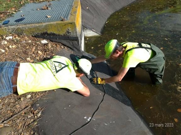 Réparation géomembrane